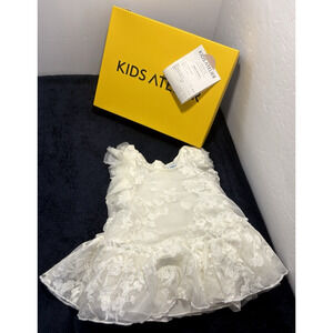 Kids Atelier Embroidered Tulle Dress Natural Size 6 Month Baptism Formal Dress
